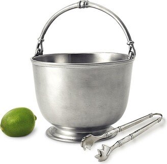 Pewter Bar Ice Bucket & Tongs Set