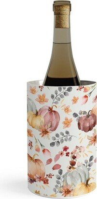 Ninola Design Pumpkins Fall Floral Ecru Wine Chiller