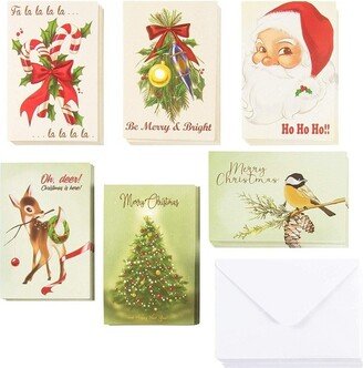 Sustainable Greetings 48-Pack Vintage Merry Christmas Greeting Cards Box Set - Holiday Greeting Cards with 6 Vintage Christmas Designs, Envelopes Included, 4 x 6 inches