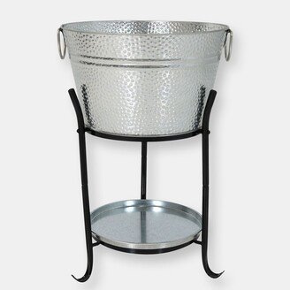 Sunnydaze Decor Sunnydaze Pebbled Stainless Steel Ice Bucket Cooler with Stand and Tray