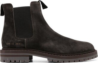 serial-number suede Chelsea boots