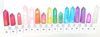 Rainbow | Every Solid Color Aura Crystal Obelisk Tower Led Gemstone Sensor Night Light - Geodes//Crystals//Minerals