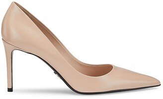 Saffiano Leather Pointed-Toe Pumps