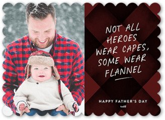 Father's Day Cards: Flannel Hero Father's Day Card, Red, 5X7, Matte, Signature Smooth Cardstock, Scallop