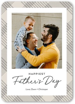 Father's Day Cards: Hemmed Border Father's Day Card, Beige, 5X7, Pearl Shimmer Cardstock, Rounded