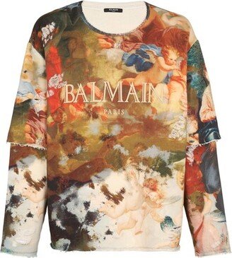 Sky print trompe-l'oeil sweatshirt