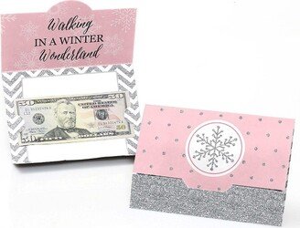 Big Dot of Happiness Pink Winter Wonderland - Holiday Snowflake Birthday Party or Baby Shower Money and Gift Card Holders - Set of 8