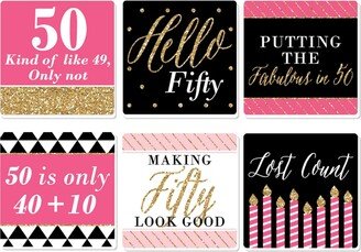 Big Dot Of Happiness Chic 50th Birthday , Black & Gold - Party Decor - Drink Coasters Set of 6