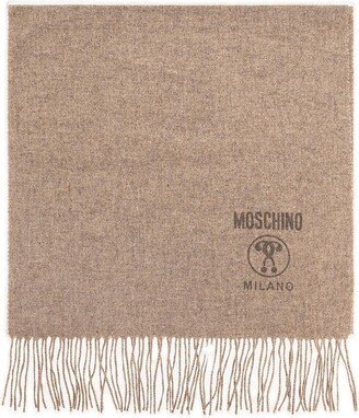 Logo Embroidered Fringed Scarf-AN