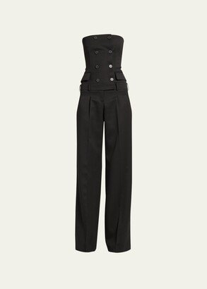 Strapless Bustier Blazer Wool Jumpsuit