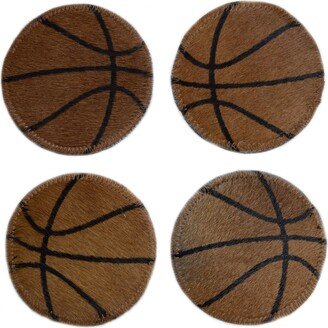 Basketball Coasters Cowhide Coaster Set New Home Gift For Her Him