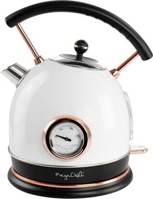 MegaChef 1.8 Liter Half Circle Electric Tea Kettle with Thermostat in White