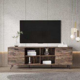 GEROJO Espresso 78.74 Mid-Century TV Stand with Adjustable Storage