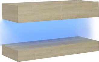 TV Stand with LED Lights Sonoma Oak 35.4x13.8