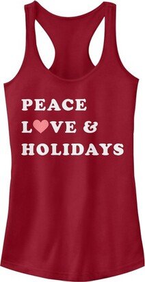 CHIN UP Apparel Junior Women CHIN UP Chritma Peace & Love Racerback Tank Top - Scarlet - Medium