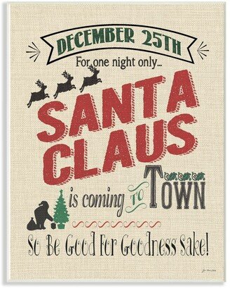 Santa For One Night Only Typography Wall Plaque Art, 12.5 x 18.5