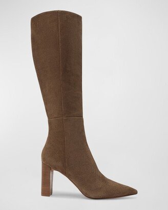 Elisa Suede Block-Heel Knee Boots-AA