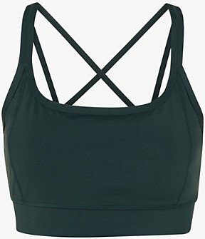 Womens Green Scoop-neck Cross-back Stretch-recycled Nylon Sports bra