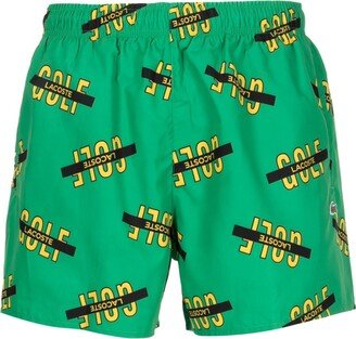 Graphic-Print Swim Shorts-AA