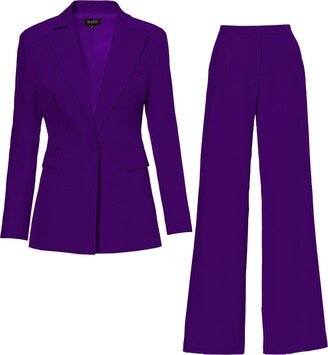 Bluzat Deep Purple Suit With Slim Fit Blazer And Flared Trousers