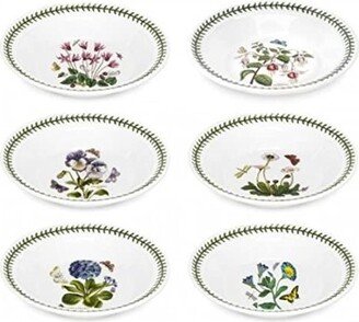 Botanic Garden Soup Plate/Bowl, Set of 6, Fine Earthenware, Made in England - Assorted Floral Motifs, 8.5 Inch