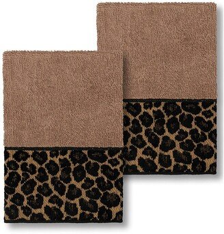 Spots Embellished Washcloth - Set of 2 - Latte