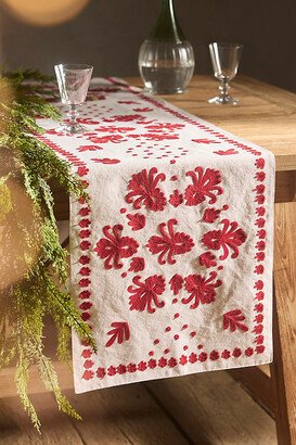 Damask Embroidered Cotton Runner-AA