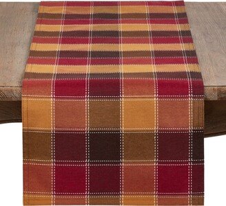 Saro Lifestyle Stitched Plaid Cotton Blend Table Runner