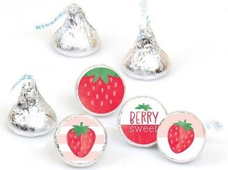 Big Dot of Happiness Berry Sweet Strawberry - Fruit Themed Birthday Party or Baby Shower Round Candy Sticker Favors Labels Fits Chocolate Candy 108 Ct