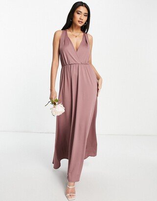 bridesmaid v neck maxi dress in purple