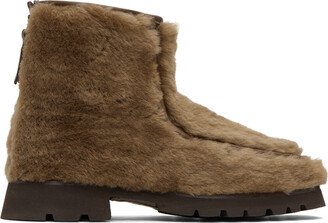 Brown Shearling Armenta Low Zipped Boots