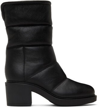 Black Quilted Shearling Ankle Boots