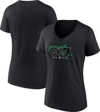 Women's Branded Black Boston Celtics Hometown Collection 617 V-Neck T-shirt