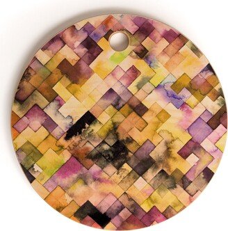 Moody Geometry Purple Round Cutting Board