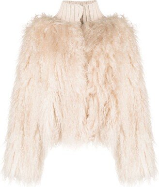 Faux-Fur Detail Knit Jacket