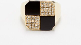 Signet Diamond, Onyx & 9kt Gold Ring