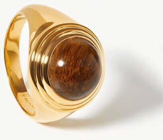 Sphere Ridge Ring | 18ct Gold Plated/Tigers Eye