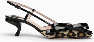 Leopard print Virgule slingback pumps low