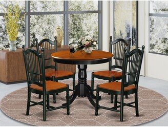 East West Furniture LLC East West Furniture Dining Room Table Set Contains a Round Wooden Table and Kitchen Dining Chairs, Black & Cherry