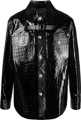 Crocodile-Embossed Leather Jacket