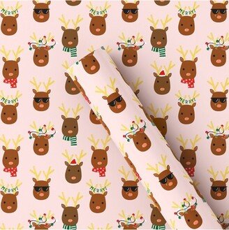 20 sq ft Reindeer Christmas Gift Wrap Blush - Wondershop™