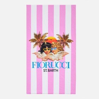 Printed Soft Terry Beach Towel With Stripes And Fiorucci Angels Fiorucci Special Edition