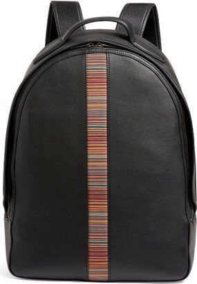 Striped Leather Backpack