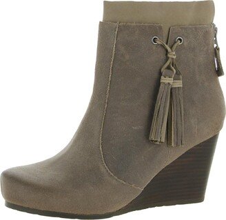 Vagary Womens Leather Ankle Wedge Boots