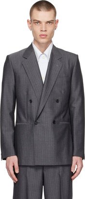 Gray Notched Lapel Blazer