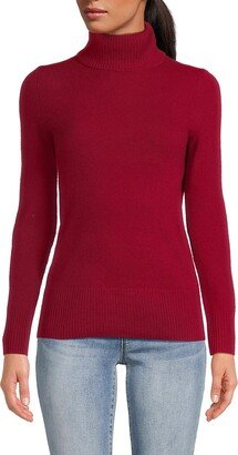 Saks Fifth Avenue Made in Italy Saks Fifth Avenue Women's Ribbed Trim Turtleneck Cashmere Sweater