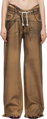 Brown Double Fold Jeans