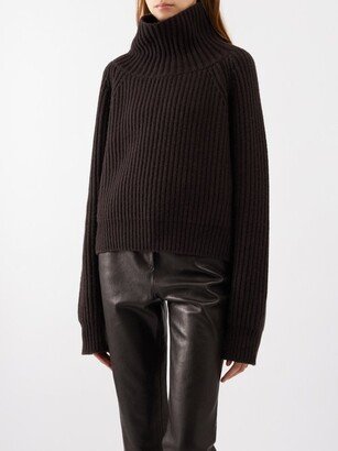 Lanzino High-neck Ribbed-knit Cashmere Sweater