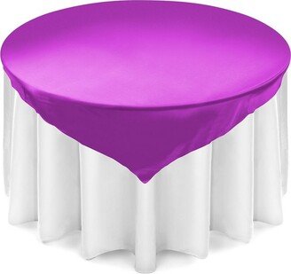 Lann's Linens 5-Pack 72 Inch Square Satin Tablecloth Overlays for Wedding, Banquet - Purple