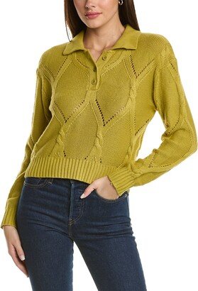 Open Stitch Cashmere-Blend Polo Sweater